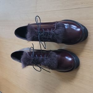 AGL Booties. OxBlopd Red. 3in Heel with fur details.